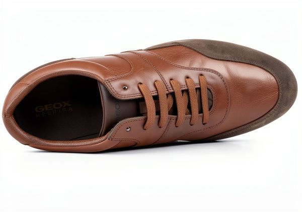 Geox Mens Sneakers Breathable Comfort Lace Zip Navy Coffee-6