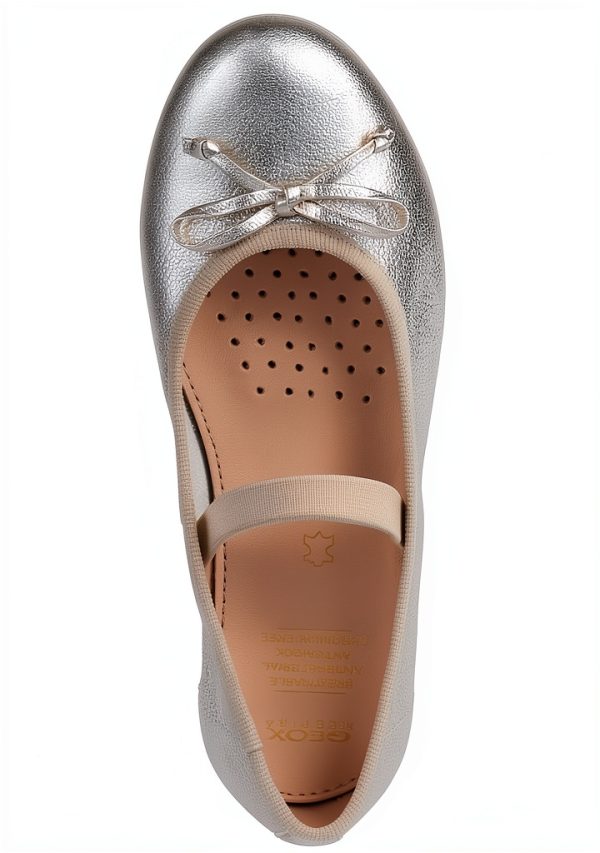 Geox Girls Flats Silver Platinum Breathable School Shoes-5
