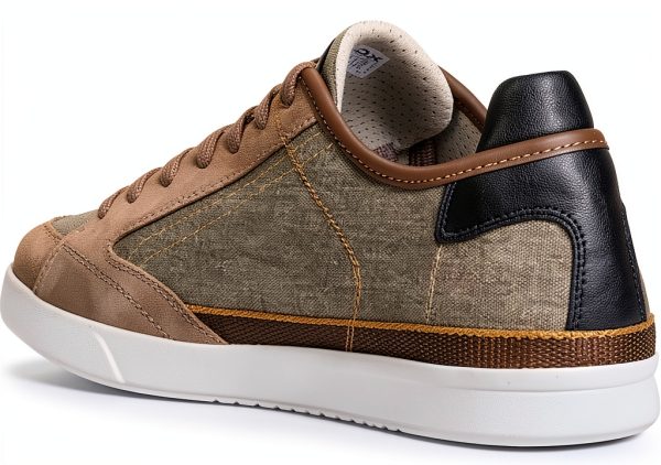 Geox Men Sneakers Canvas Lace Up Casual Brown Taupe Navy-5