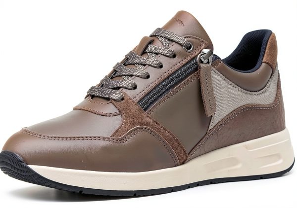 Geox Womens Breathable Sneakers Black White Grey Sizes-4