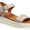 Geox Womens Sandals Breathable Navy Lt Taupe Sizes-0