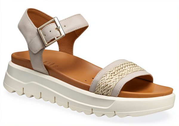 Geox Womens Sandals Breathable Navy Lt Taupe Sizes-0