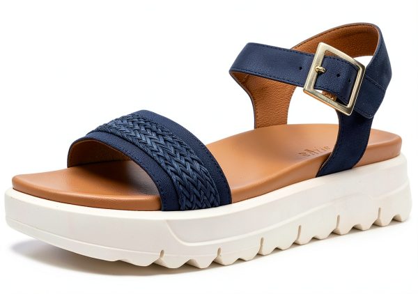 Geox Womens Sandals Lightweight Cushioning Navy Lt Taupe-5