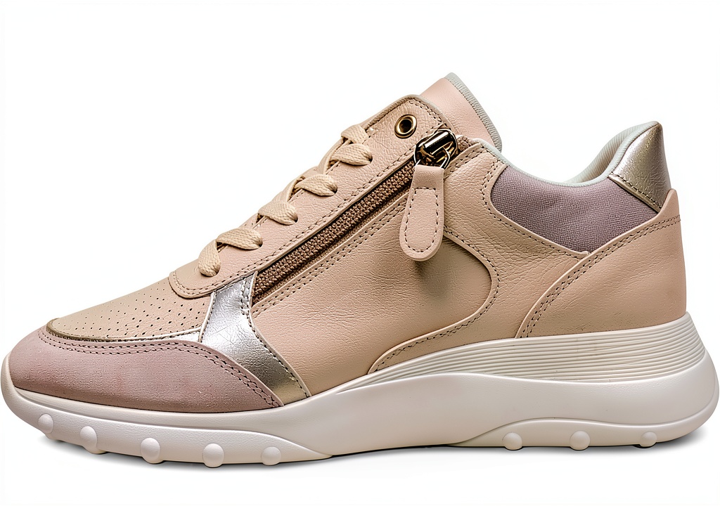 Geox womens sneakers in Papyrus color on a neutral background