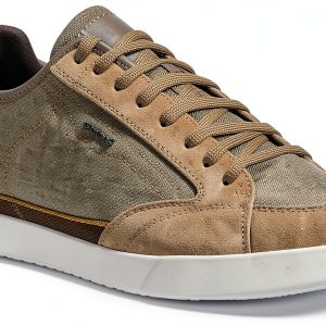 Geox Men Sneakers Canvas Lace Up Casual Brown Taupe Navy-0