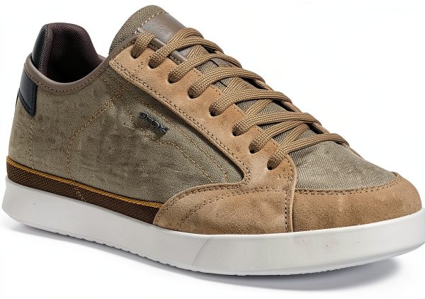Geox Men Sneakers Canvas Lace Up Casual Brown Taupe Navy-0