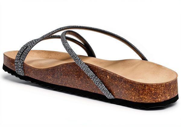 Geox Womens Flat Sandals Black Silver Comfortable Casual-2