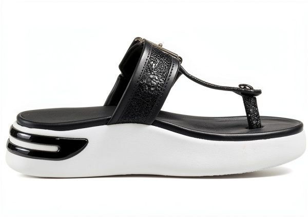 Black Womens Flat Sandals Comfortable Casual Footwear-5