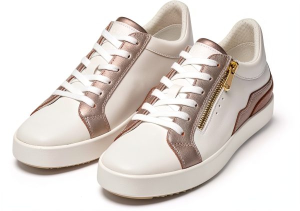 Geox Womens Sneakers Breathable Optic White Nude Size 85-7