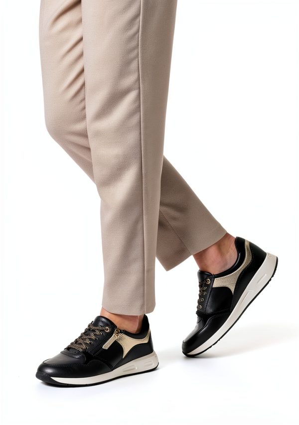 Geox Womens Breathable Sneakers Black White Grey Sizes-1