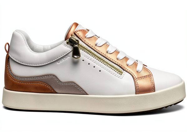 Geox Womens Sneakers Breathable Optic White Nude Size 85-4