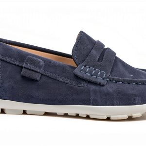 Geox Boys Loafers Breathable Casual Shoes Lt Beige Navy-0