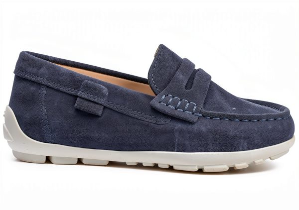 Geox Boys Loafers Breathable Casual Shoes Lt Beige Navy-0