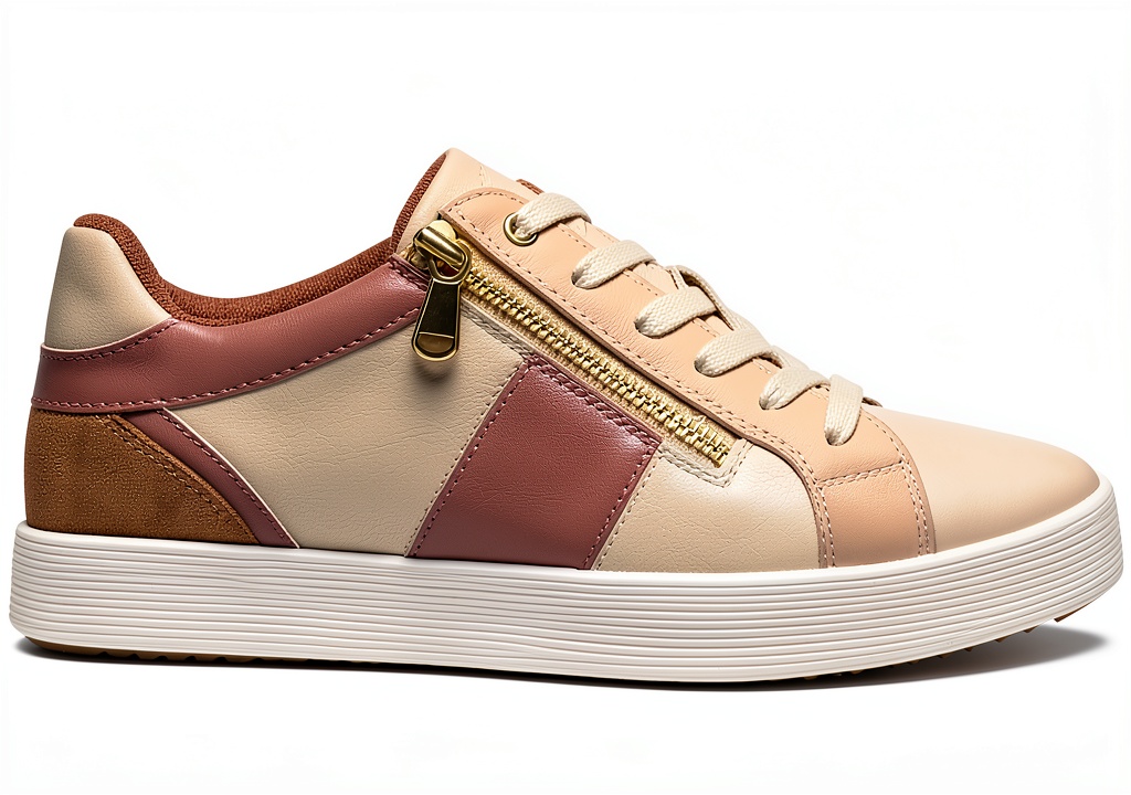 Geox breathable women's shoes in beige displayed on a clean background