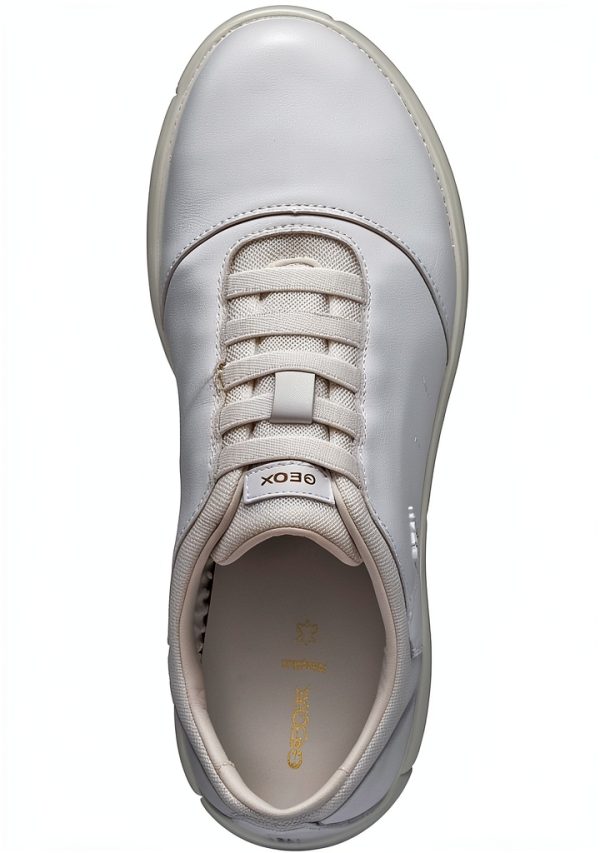 Geox Womens White Sneakers Elastic Laces Lightweight Comfort-4