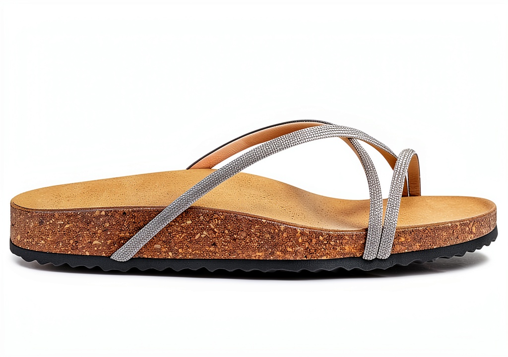 Real‑life context showing Geox women's flat sandals being slipped onto a foot on a sunny patio