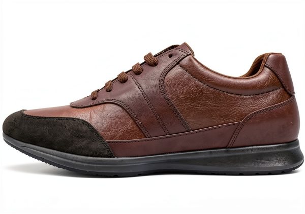 Geox Mens Sneakers Breathable Comfort Lace Zip Navy Coffee-1