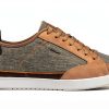 Geox Men Sneakers Canvas Lace Up Casual Brown Taupe Navy-2