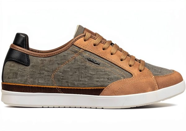 Geox Men Sneakers Canvas Lace Up Casual Brown Taupe Navy-2