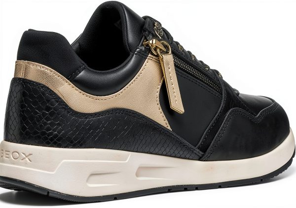 Geox Womens Breathable Sneakers Black White Grey Sizes-6