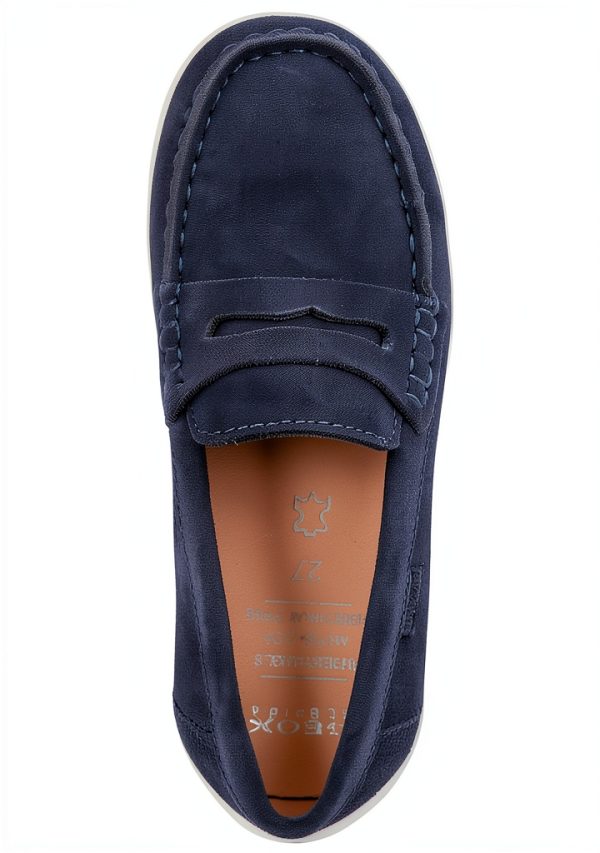 Geox Boys Loafers Breathable Casual Shoes Lt Beige Navy-6