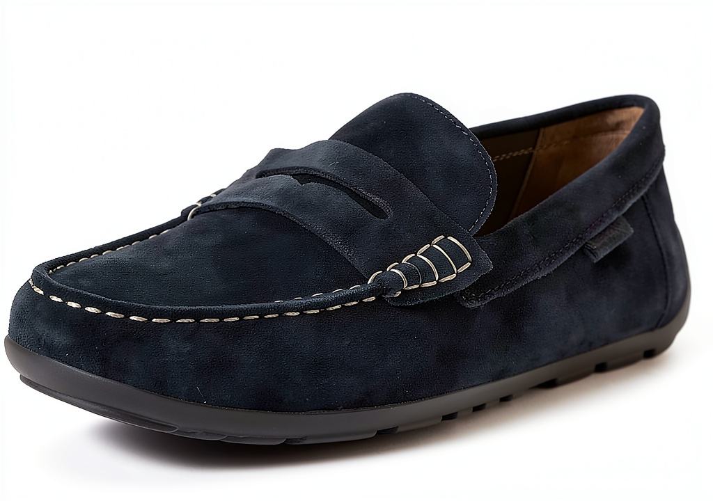 Geox boys navy loafers showing breathable sole design