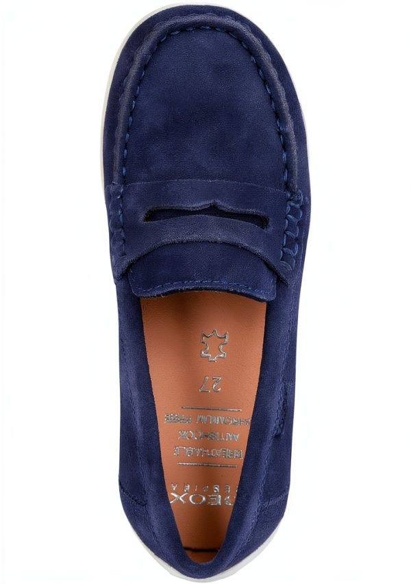 Geox Boys Loafers Breathable Casual Shoes Lt Beige Navy-1