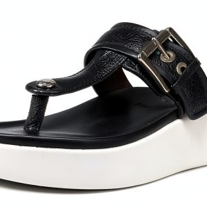 Black Womens Flat Sandals Comfortable Casual Footwear-0