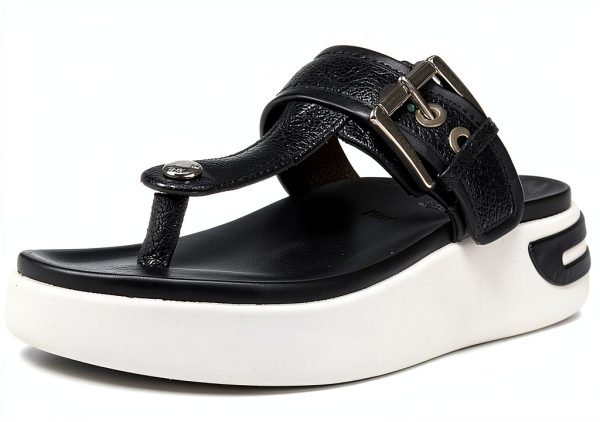 Black Womens Flat Sandals Comfortable Casual Footwear-0