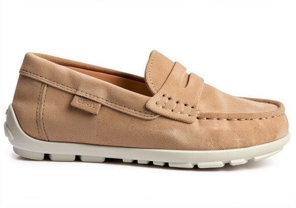 Geox Boys Loafers Light Beige Navy White Kids Casual Shoes-0