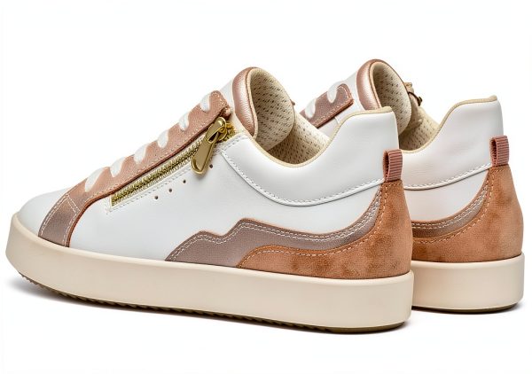 Geox Womens Sneakers Breathable Optic White Nude Size 85-8