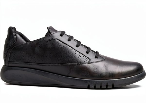 Geox Mens Black Leather Sneakers Casual Comfort U927FA02243-4
