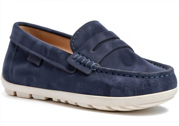 Geox Boys Loafers Breathable Casual Shoes Lt Beige Navy-3