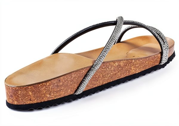 Geox Womens Flat Sandals Black Silver Comfortable Casual-3