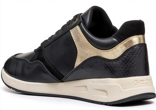 Geox Womens Breathable Sneakers Black White Grey Sizes-5