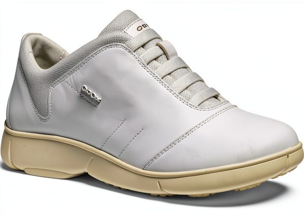 Geox Womens White Sneakers Elastic Laces Lightweight Comfort-0