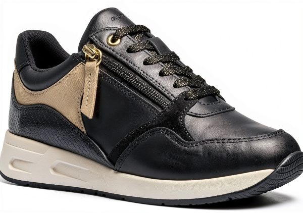 Geox Womens Breathable Sneakers Black White Grey Sizes-0