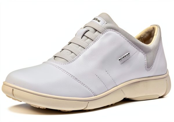Geox Womens White Sneakers Elastic Laces Lightweight Comfort-5