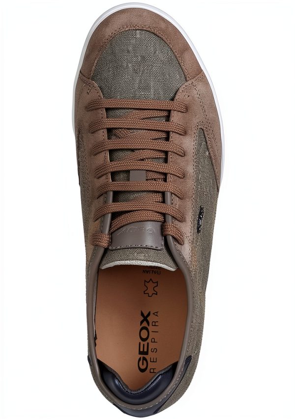 Geox Men Sneakers Canvas Lace Up Casual Brown Taupe Navy-3