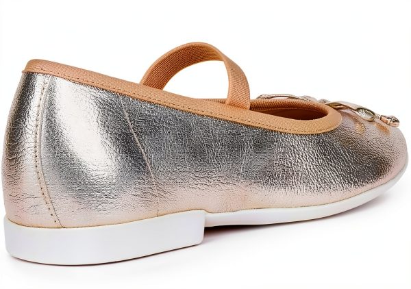 Geox Girls Flats Silver Platinum Breathable School Shoes-4