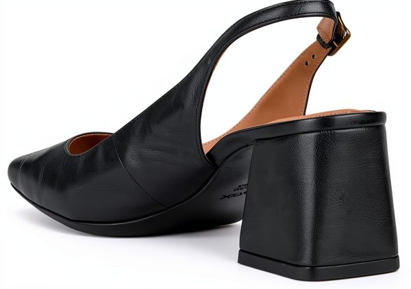 Geox Womens Pumps Block Heel Medium Width Dk Avio Black Gold-3