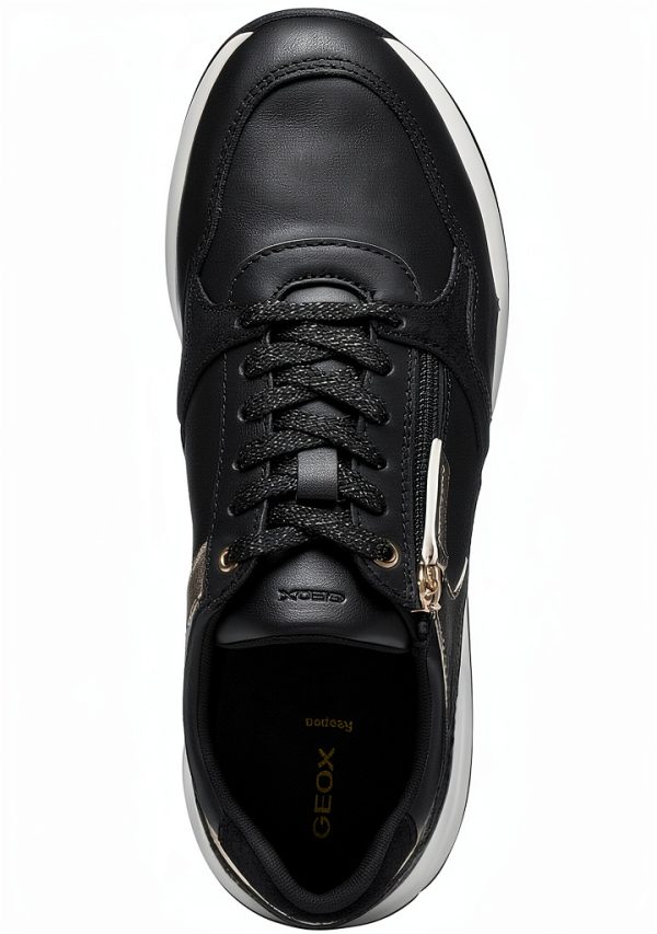 Geox Womens Breathable Sneakers Black White Grey Sizes-4