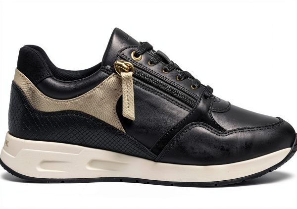 Geox Womens Breathable Sneakers Black White Grey Sizes-3