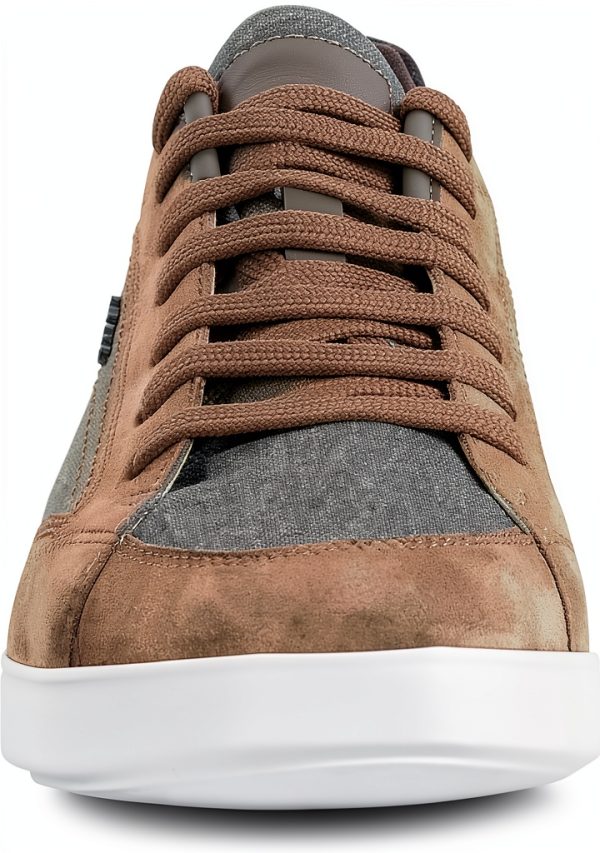 Geox Men Sneakers Canvas Lace Up Casual Brown Taupe Navy-4