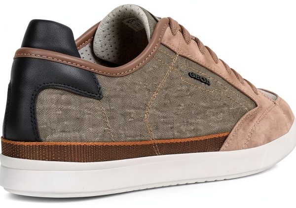Geox Men Sneakers Canvas Lace Up Casual Brown Taupe Navy-6