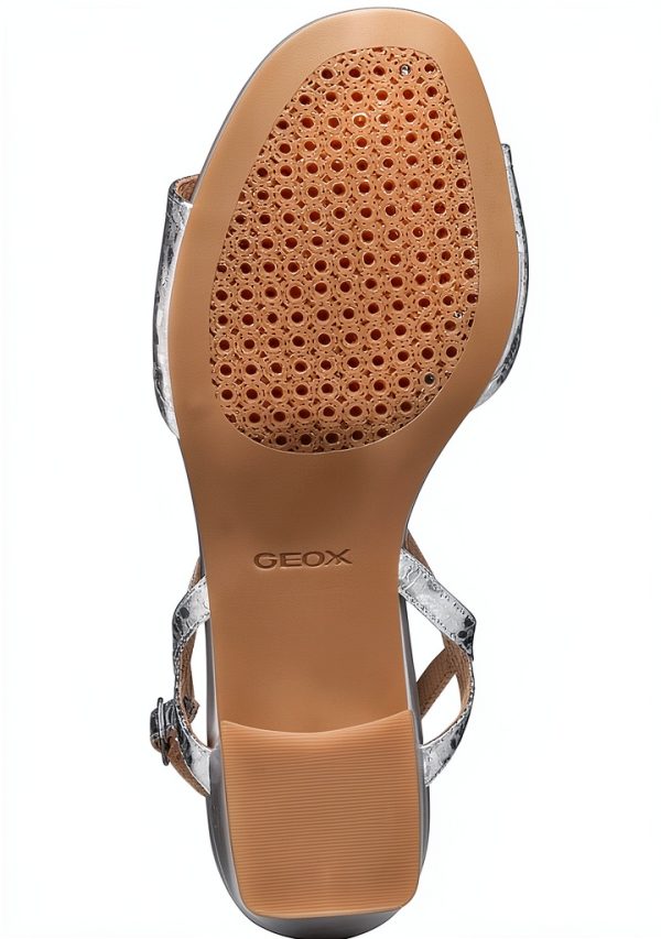 Geox Womens Heeled Sandals Perforated Sole Buckle Strap-2