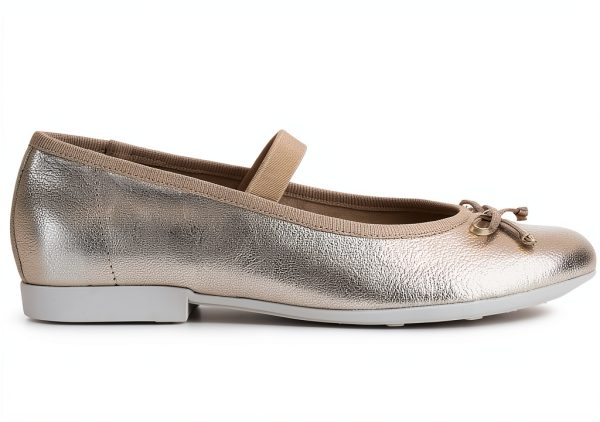Geox Girls Flats Silver Platinum Breathable School Shoes-0