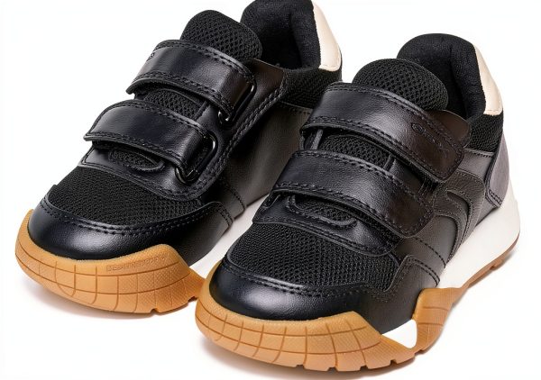 Geox Boys Breathable Shoes Black Lt Ivory Size 10.5 Little-5